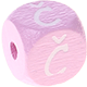 Розовые Кубики с рельефными буквами 10 мм – латышский язык : Č