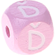 Cubos con letras en relieve de 10 mm en color rosa en checheno : Ď