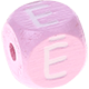 Rosa, geprägte Buchstabenwürfel, 10 mm – Lettisch : Ē