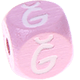 Růžové ražené kostky s písmenky 10 mm – turečtina : Ğ