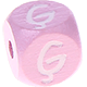 Růžové ražené kostky s písmenky 10 mm – lotyšský : Ģ