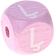 Cubos em rosa com letras em relevo, de 10 mm – Letão : Ļ