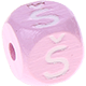 Růžové ražené kostky s písmenky 10 mm – lotyšský : Š