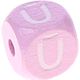 Розовые Кубики с рельефными буквами 10 мм – латышский язык : Ū