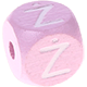 Rosa, geprägte Buchstabenwürfel, 10 mm – Polnisch : Ż