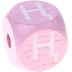 pastel pink embossed letter cubes, 10 mm – Kazakh : Ң