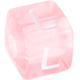 I Tuoi dadi in plastica rosa con lettere assortite : L