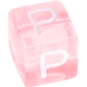 I Tuoi dadi in plastica rosa con lettere assortite : P