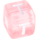 Dados rosa de plástico com letras à sua escolha : T