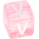 I Tuoi dadi in plastica rosa con lettere assortite : V