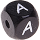 Black embossed letter cubes, 10 mm : A