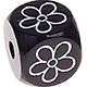 Cubes Lettres Gravées Noirs, 10 mm – Dessins : fleur
