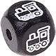 Cubos con letras en relieve de 10 mm en color negro con imágenes : locomotora