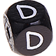 Schwarze, geprägte Buchstabenwürfel, 10 mm : D