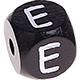 Black embossed letter cubes, 10 mm : E