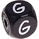 Black embossed letter cubes, 10 mm : G