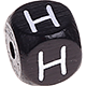 Black embossed letter cubes, 10 mm : H