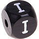 Black embossed letter cubes, 10 mm : I