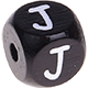 Black embossed letter cubes, 10 mm : J