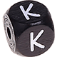 Black embossed letter cubes, 10 mm : K