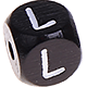 Cubos con letras en relieve de 10 mm en color negro : L
