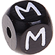 Black embossed letter cubes, 10 mm : M