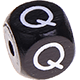 Black embossed letter cubes, 10 mm : Q