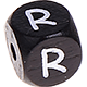 Black embossed letter cubes, 10 mm : R