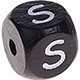 Black embossed letter cubes, 10 mm : S