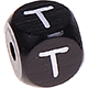 Black embossed letter cubes, 10 mm : T
