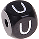 Black embossed letter cubes, 10 mm : U