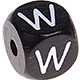 Schwarze, geprägte Buchstabenwürfel, 10 mm : W
