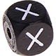 Black embossed letter cubes, 10 mm : X