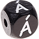 Black embossed letter cubes, 10 mm – Portuguese : Á
