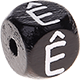 Black embossed letter cubes, 10 mm – Portuguese : Ê
