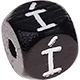 Schwarze, geprägte Buchstabenwürfel, 10 mm – Portugiesisch : Í