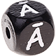 Black embossed letter cubes, 10 mm – Latvian : Ā