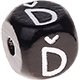 Black embossed letter cubes, 10 mm – Czech : Ď