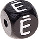 Черные кубики с рельефными буквами 10 мм – латышский язык : Ē