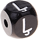 Schwarze, geprägte Buchstabenwürfel, 10 mm – Lettisch : Ļ