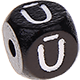 Черные кубики с рельефными буквами 10 мм – латышский язык : Ū
