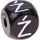 Schwarze, geprägte Buchstabenwürfel, 10 mm – Polnisch : Ź