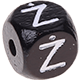 Schwarze, geprägte Buchstabenwürfel, 10 mm – Polnisch : Ż