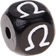 Black embossed letter cubes, 10 mm – Greek : Ω