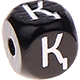 Black embossed letter cubes, 10 mm – Kazakh : Қ