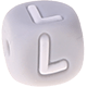Grey silicone alphabet cubes, 10 mm : L