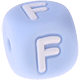 Pastellblaue Silikon-Buchstabenwürfel, 10 mm : F