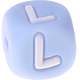 Pastellblaue Silikon-Buchstabenwürfel, 10 mm : L