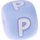 Pastellblaue Silikon-Buchstabenwürfel, 10 mm : P