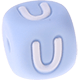 Pastellblaue Silikon-Buchstabenwürfel, 10 mm : U